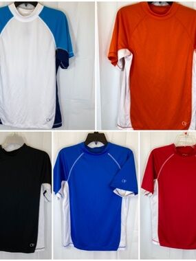 OP Lot of 5 YOUTH Swim Shirts Sz XXL 18 Assorted Colors Short Sleeve Rashguard